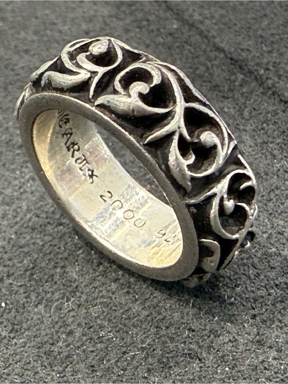 Sterling Silver Black Oxidized Scroll Band Ring